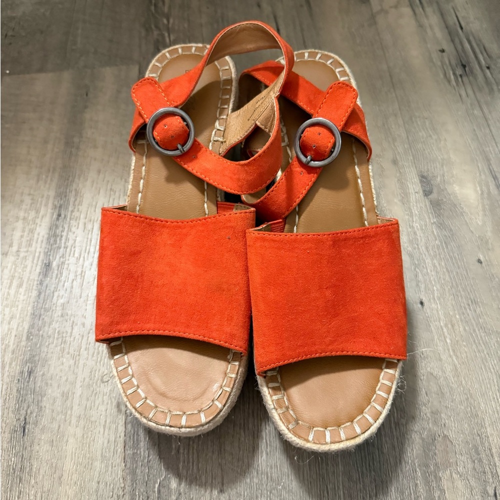 Orange Target Wedge Sandal